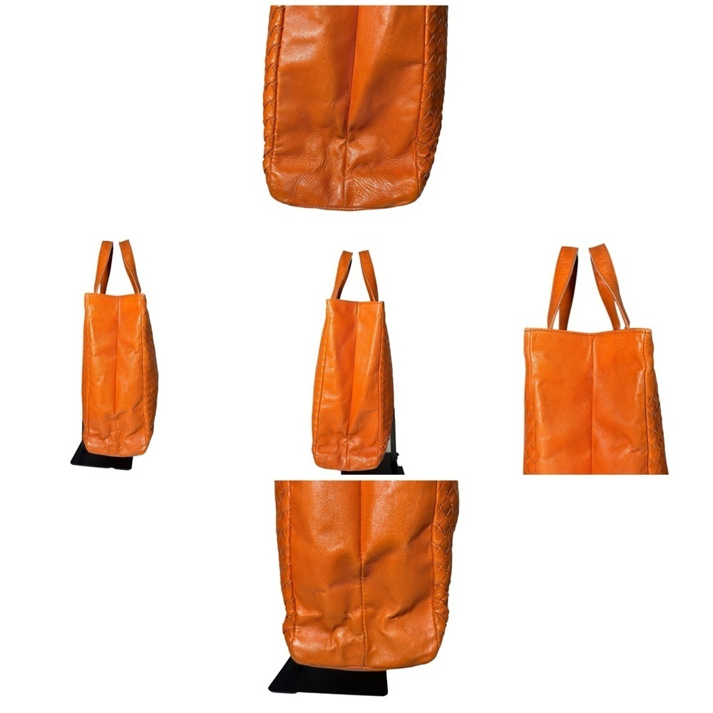Bottega Veneta Intrecciato Woven Leather Tote Orange Italy - Picture 7 of 16